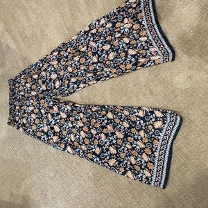 NATURAL LIFE Floral Patterned Pants - Gray and Brown